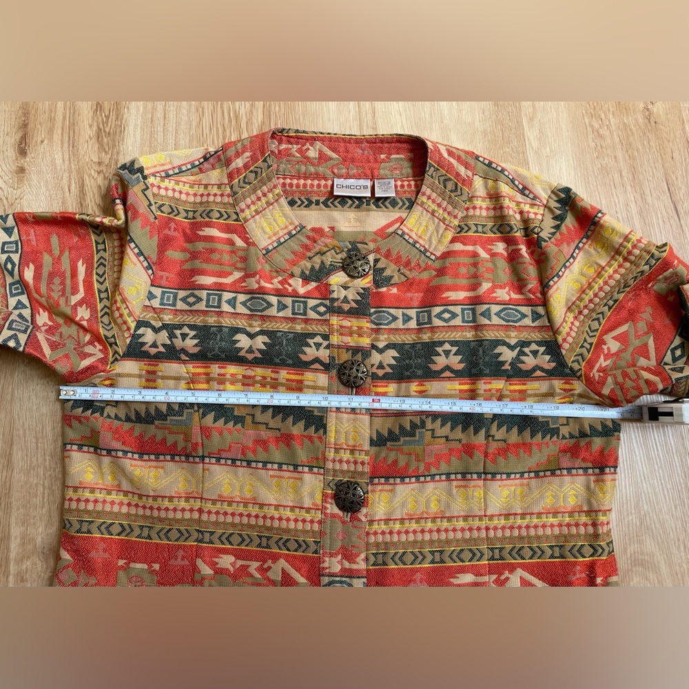 Chico’s southwest style blazer large metal statement buttons size 2 (size 12) - Picture 7 of 8